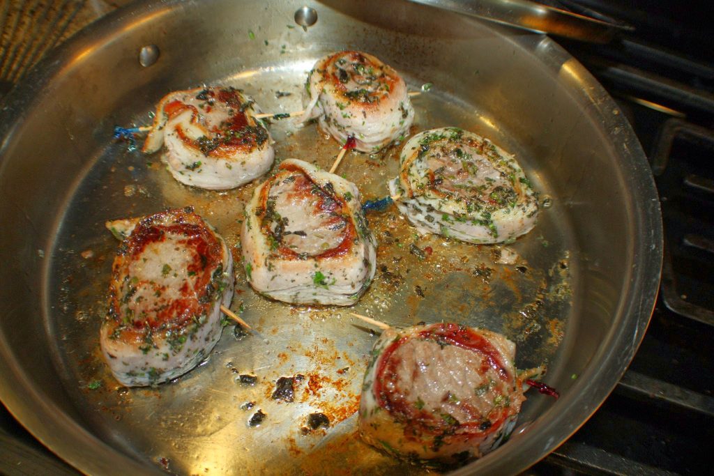 Bown steaks in skillet