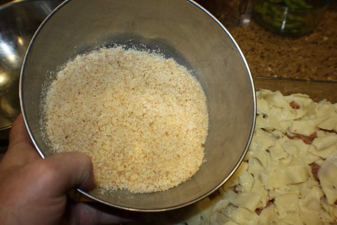 Make cheesy bread crumbs 