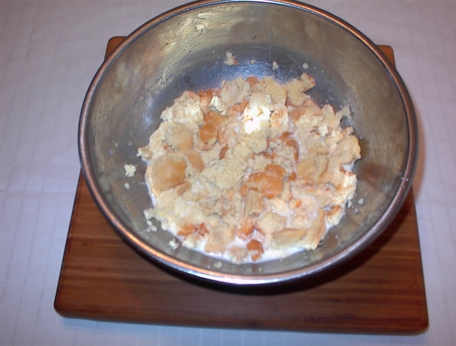 Soaking bread in milk