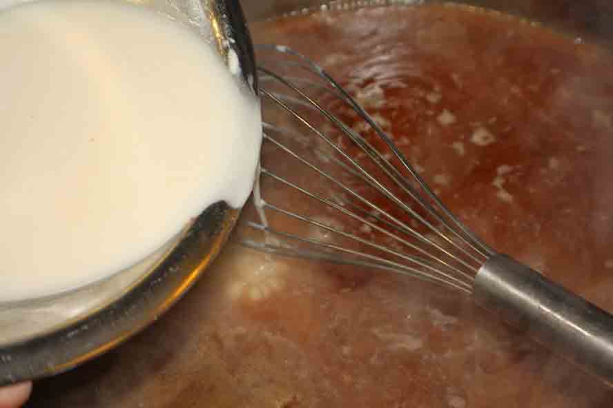 Pork sauerbraten gravy slurry