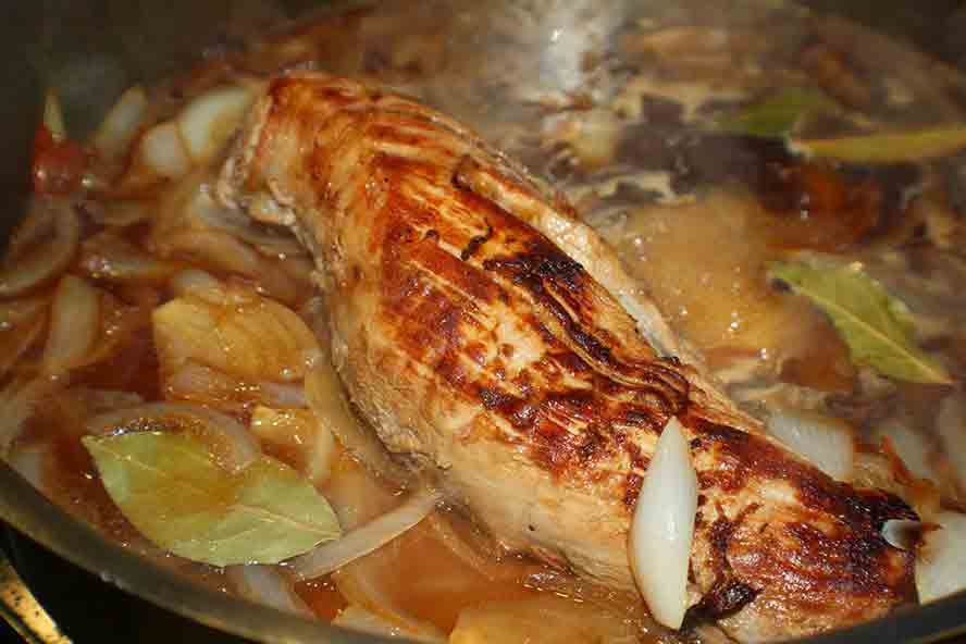 Pork Sauerbraten  cooking