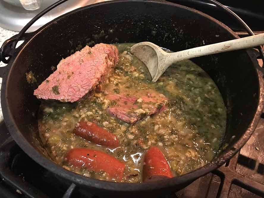 Thicken the broth with oatmeal