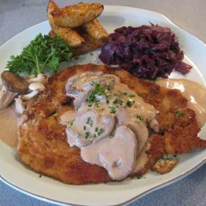 Jaegerschnitzel plated