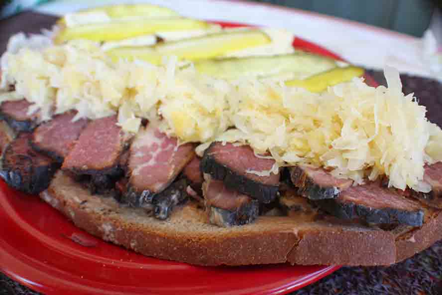 open-face-large-reuben Reuben on a huge slice of rye bread , open face