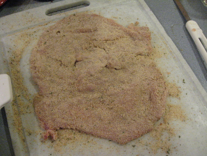 breaded-schnitzel-thick-batter Breaded Schnitzel with a thickened batter.