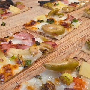 Flammkuchen made on the stovetop and broiler