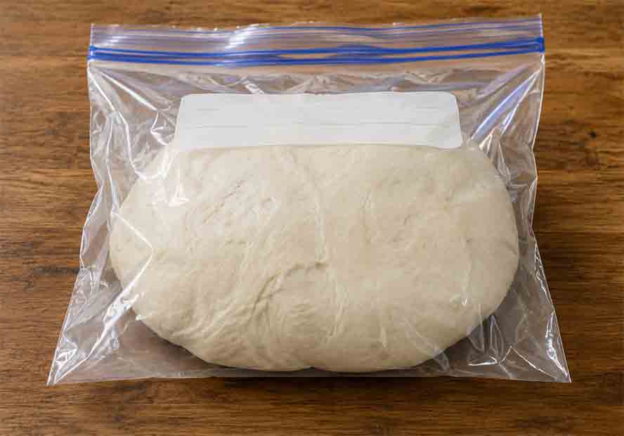 dough-ferment-2days Store the dough in the plastic storage bag, for a 2 day ferment.