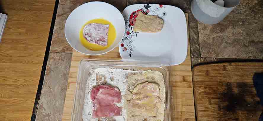 Breading Station set up.